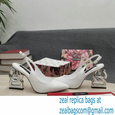 Dolce  &  Gabbana Heel 10.5cm Slingbacks White with DG Heel 2022